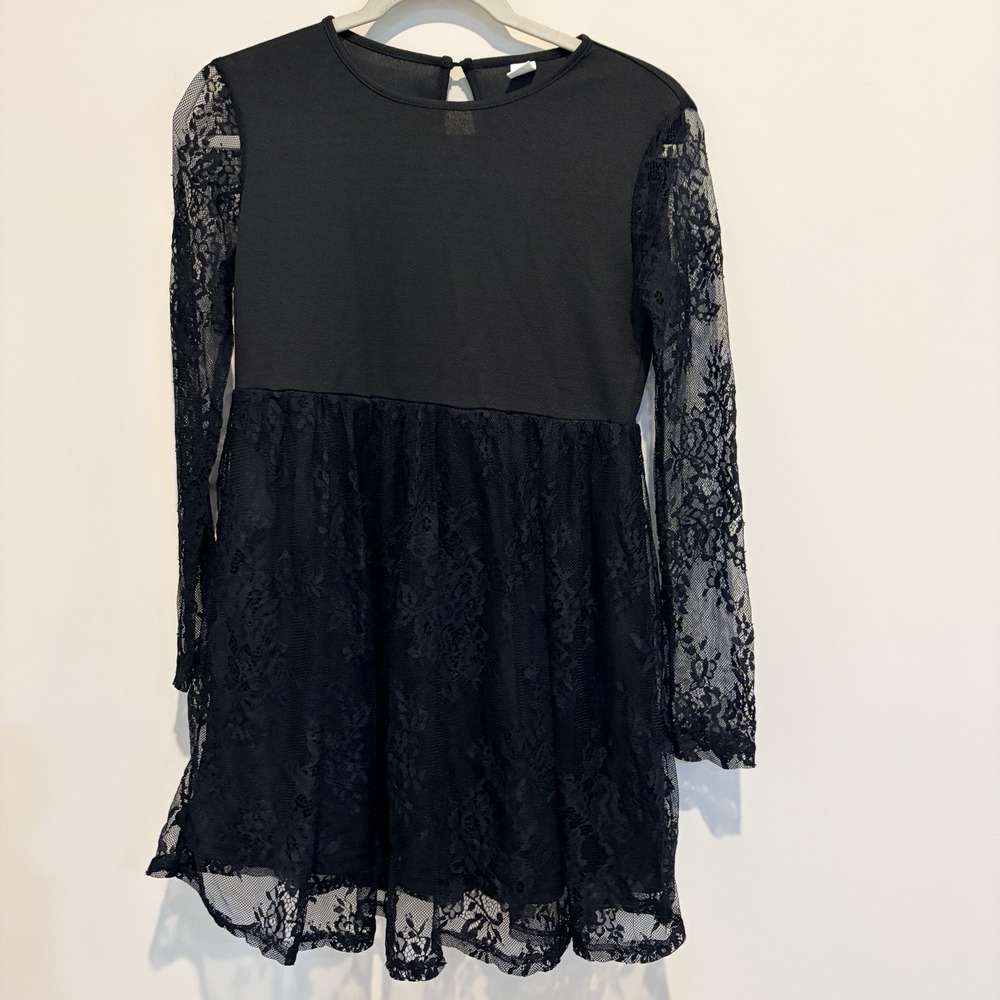 Girls' 11-12 Whimsygoth Grunge Black Lace Dress